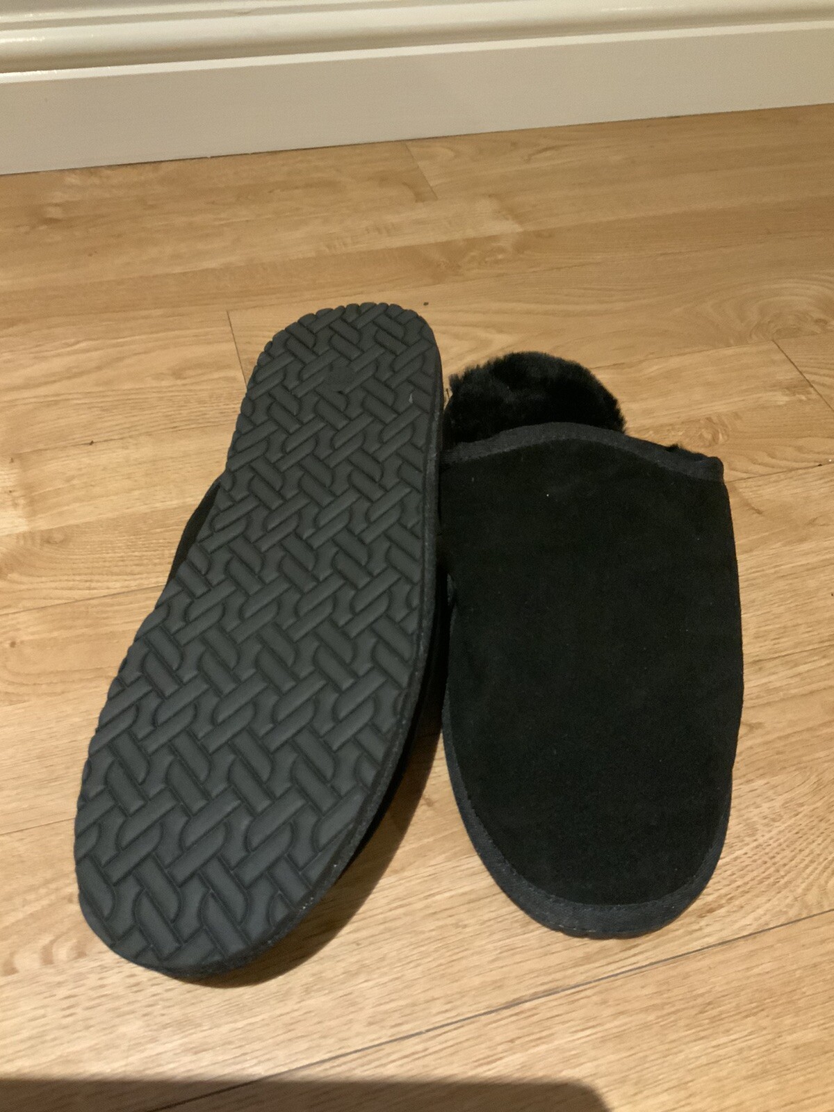 B/N Mens Avenue Black Suede leather Mule Slippers, Size 910 eBay