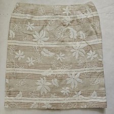 Talbots Irish Linen Floral Short A Line Skirt Womens 12 Vintage Beachy Office