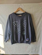 90s Vintage NFL Nutmeg Mills Oakland Raiders Crewneck Sweatshirt Gray Logo L