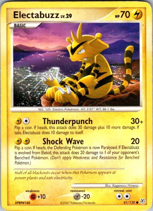 Electabuzz 81/130 Common Diamond & Pearl Pokemon Moderately Played