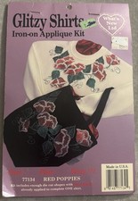 Glitzy Shirts Iron-On Applique Kit 77134 Red Poppies Unopened VTG Made In USA