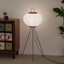 Handmade Japanese Rice Paper Floor Lamp - 49.2" Akari Light with 3000K Bulb