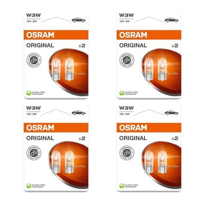 8 Glühlampen Glasquetschsockeln 12V W3W OSRAM ORIGINAL LINE Doppelblister