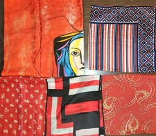 Vtg Scarves 1970s - 80s Lot Of 5 Red - Including VERA