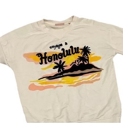 Scotch & Soda Honolulu Beach graphic retro feel Sweatshirt Tropical  small cream