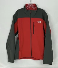 North Face Jacket Men Large Red Gray Soft Shell Apex Color Block Fleece Lined