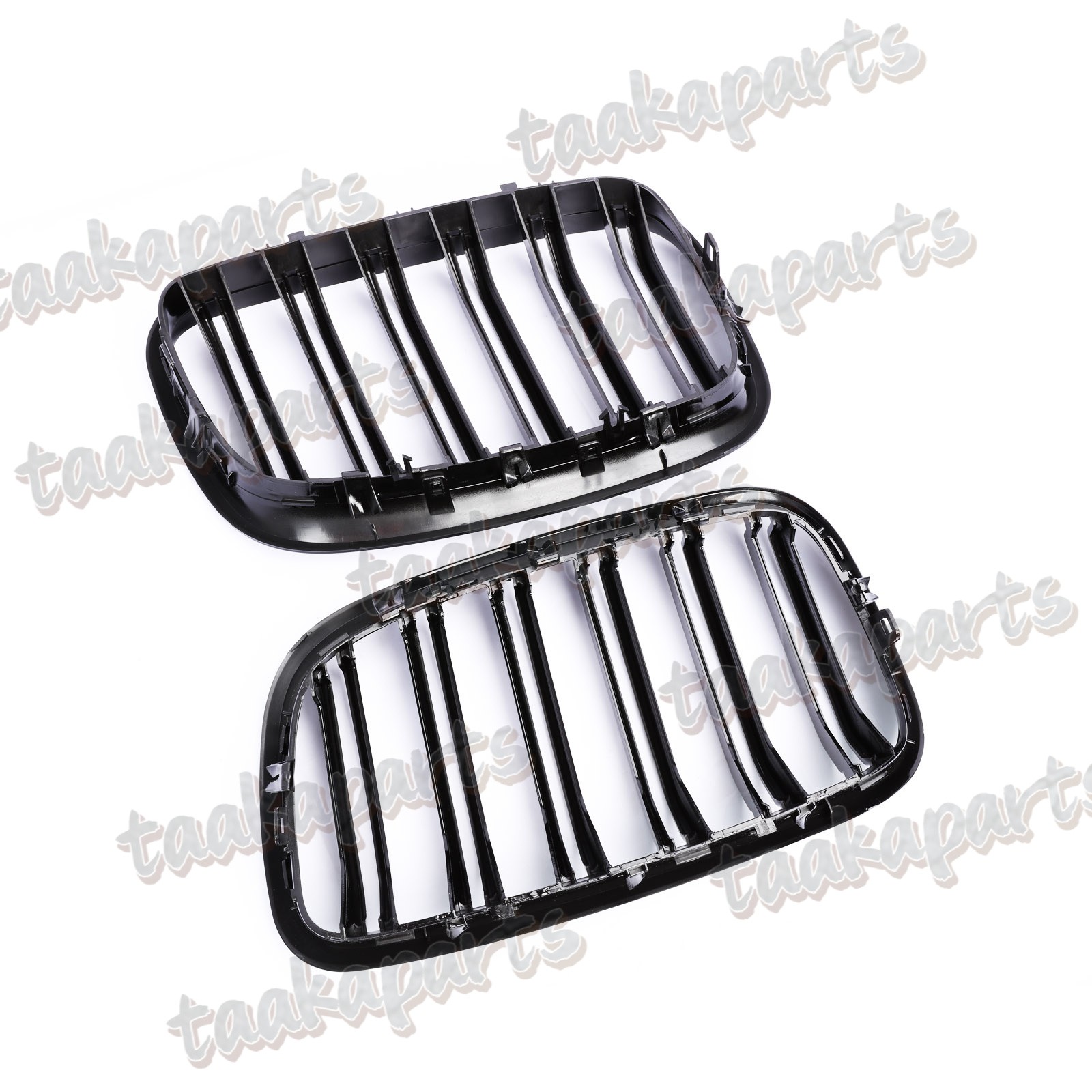 For BMW E70 E71 X5 X6 2007-2013 Gloss Black Front Kidney Grill Grille Dual Slats