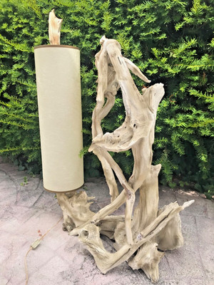 VTG MCM 60's Driftwood  Table Lamps Hand-crafted UNIQUE  28''-30''h w/Shade