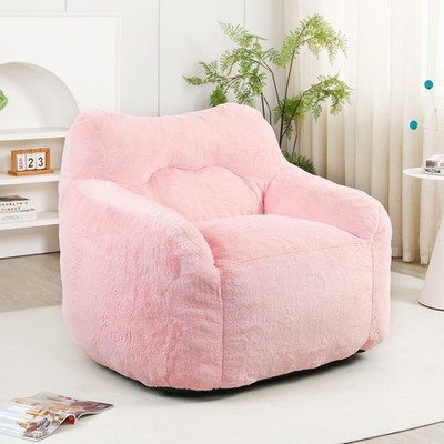 42 LB Fluffy Bean Bag Floor Sofa Chair w Back Support Armrest Stuffed Armchair