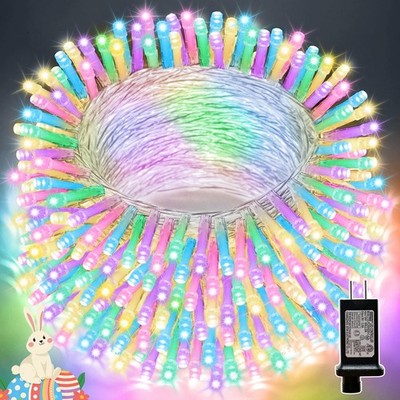 LAMPHOME 33Ft 100 LED Easter Lights Outdoor 100LED, Pastel easter Multicolor 