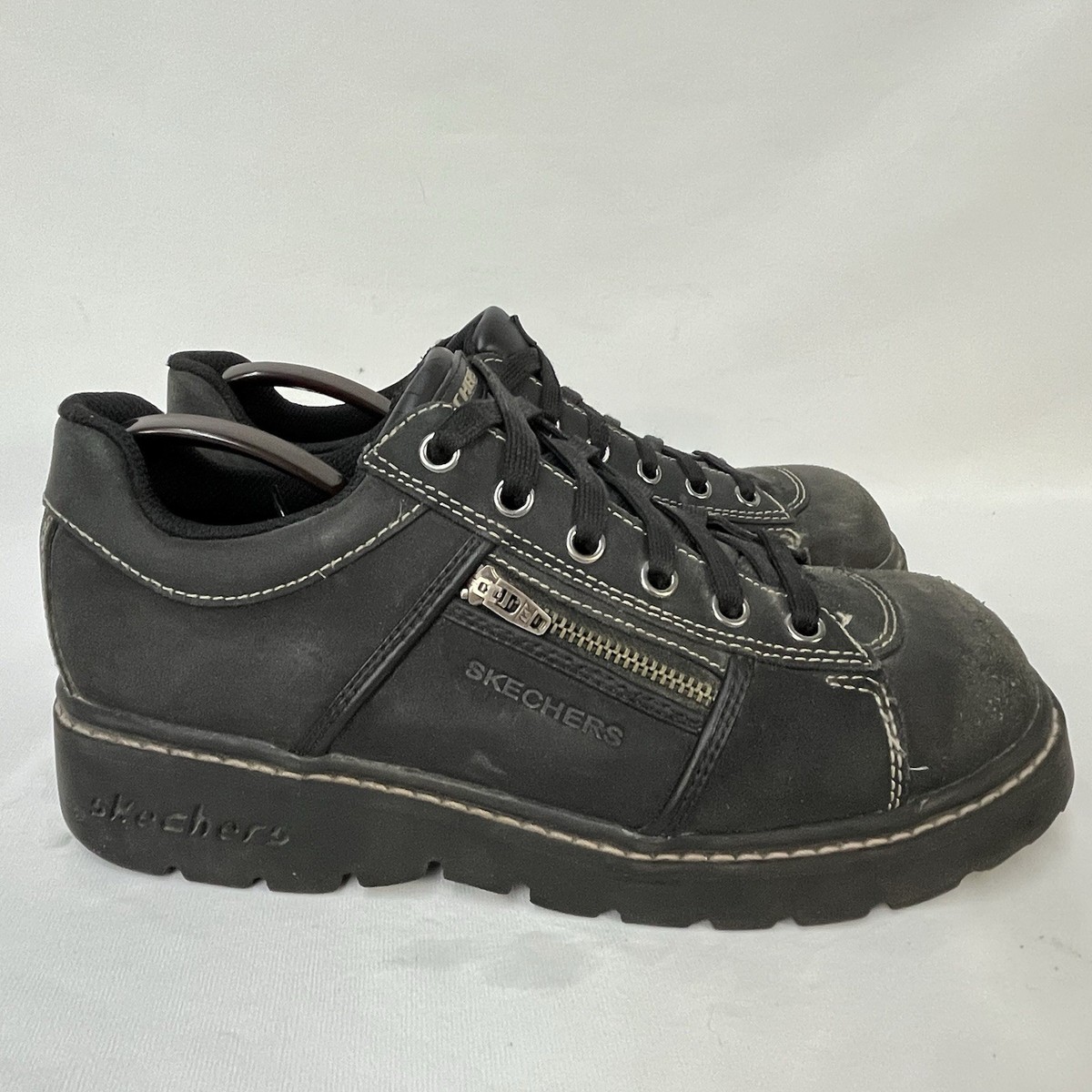 VINTAGE Y2K SKECHERS TREDD JAMMERS 46406 BLACK CHUNKY LACE UP