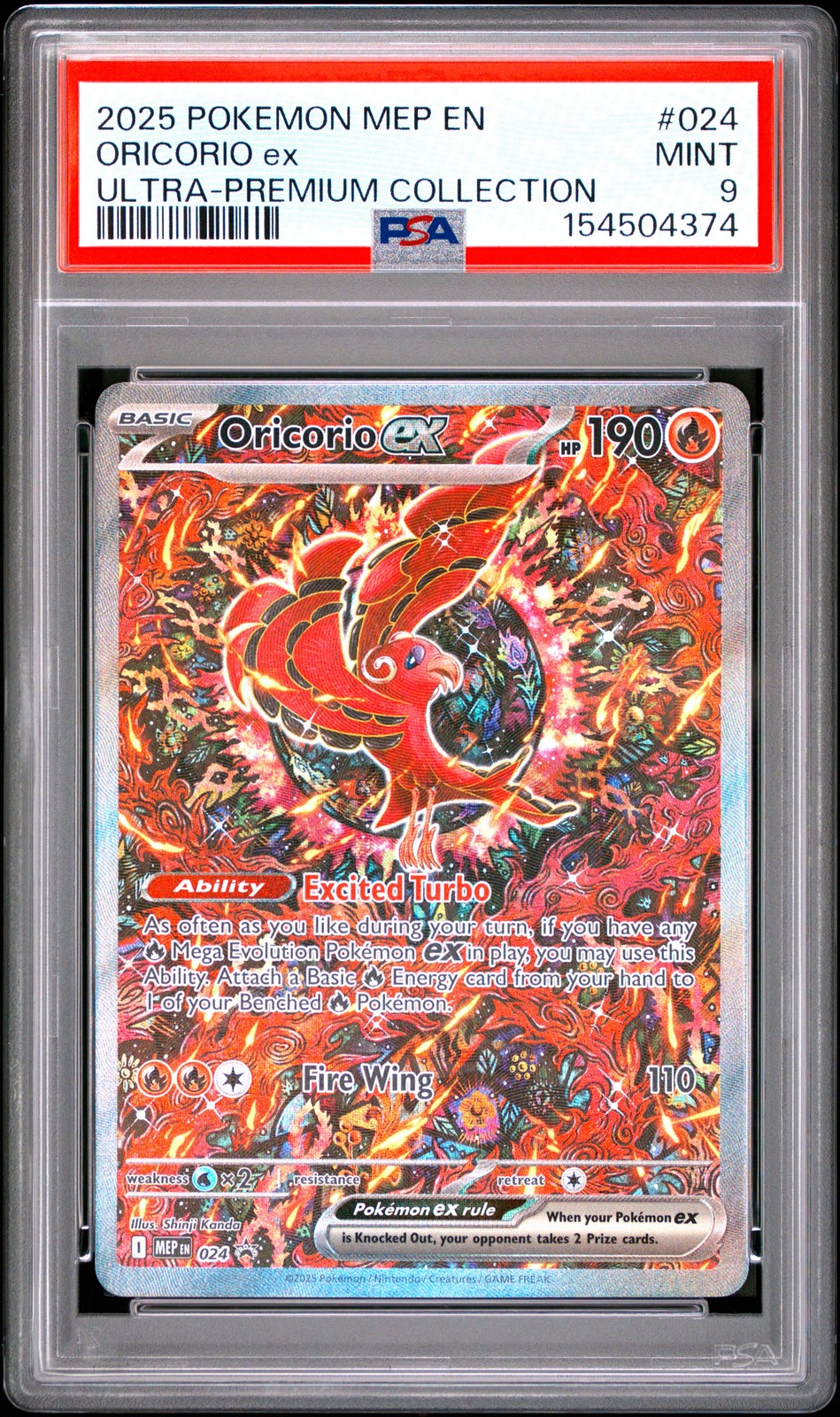 2025 POKEMON MEP EN-ME BLACK STAR PROMO #024 ORICORIO EX PSA 9