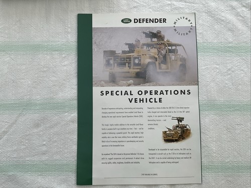 1995 LAND ROVER DEFENDER SPECIAL OPERATIONS MILITARY VEHICLE SOV BROCHURE