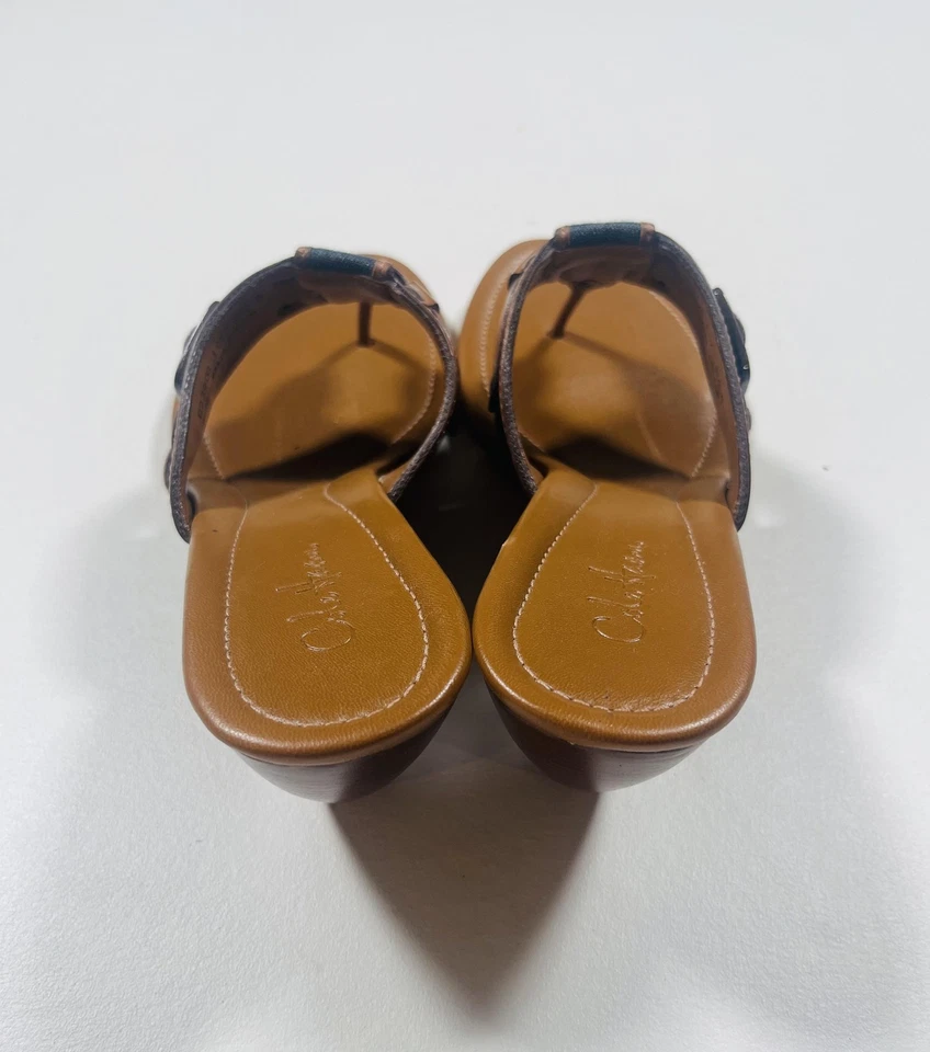 Cole Haan Zapatos Mujer Talla 8.5B Marrón Negro Sandalias de Cuña Hebilla Denim Slide Foto 4 de 4