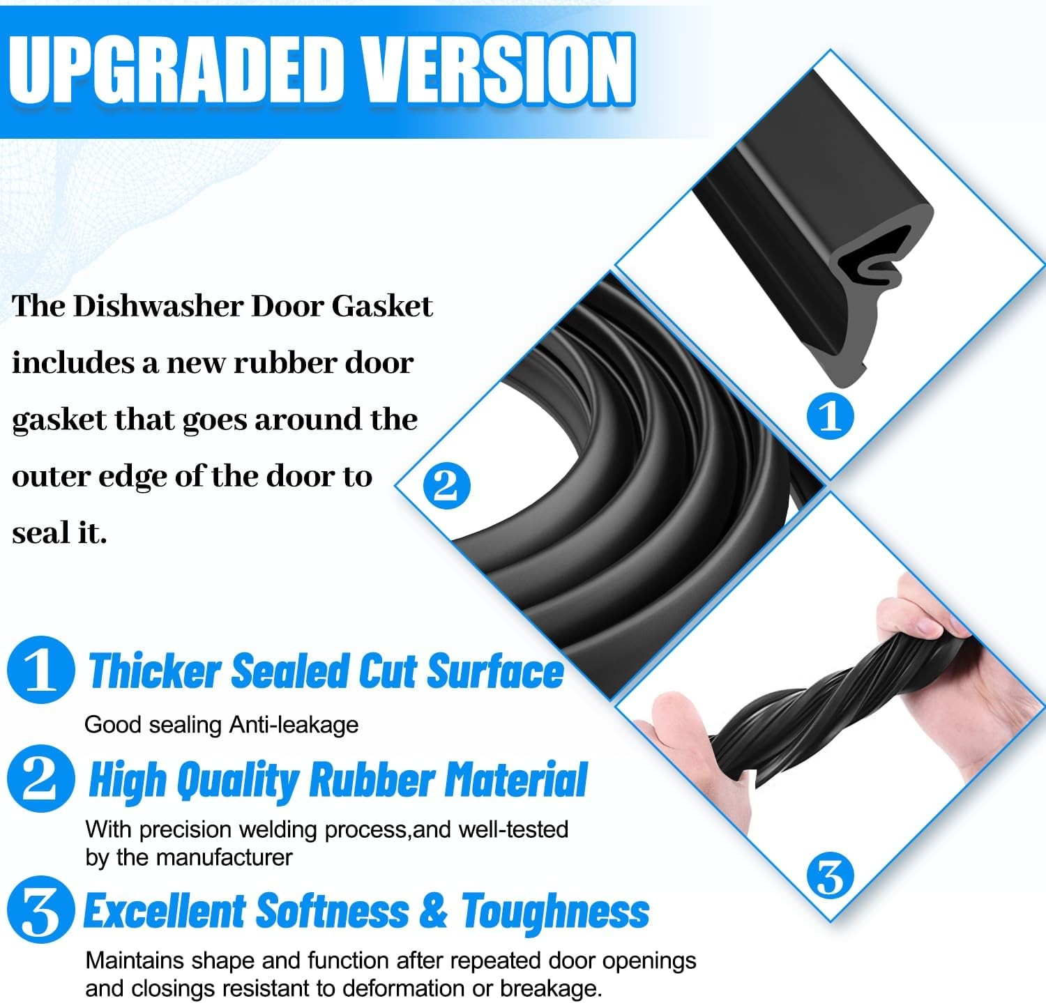 WP9743590 Dishwasher Door Seal Gasket Fit Whirlpool 9743590 Kenmore 665 KUDC