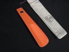 HERMES Serie Shoe Horn Wood Silver Hardware Orange HA3889