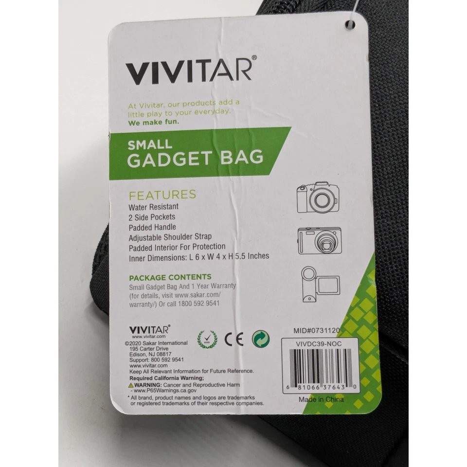 Vivitar Pequeño Gadget Bolsa Cámara DSLR Videocámara Estuche de Transporte Acolchado Negro Foto 3 de 4