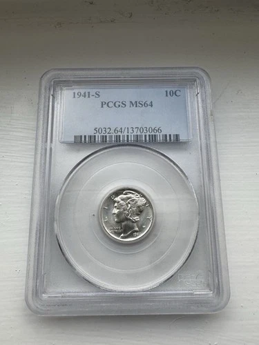 PCGS 1941 S Mercury Dime  $.10 Graded MS64