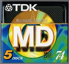  5 Pack TDK MD-XG Gold MD MiniDiscs 74 Minute SEALED NEW
