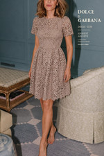 Dolce & Gabbana Vintage Crochet Beige Lace Floral Ruffle Italy Dress IT36