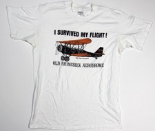 True Vintage 80s Single Stitch Aerodrome Shirt Old Rhinebeck Flying Humor Funny