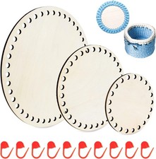 Korbb&ouml;den H&auml;keln 3 St&uuml;ck Naturholz Kreis 10 15 20cm DIY Korbflechten Holzbasis