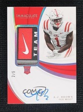 2019 Immaculate Collegiate Laundry Tag Brand Logo 2/5 AJ Brown Patch Auto 07o4