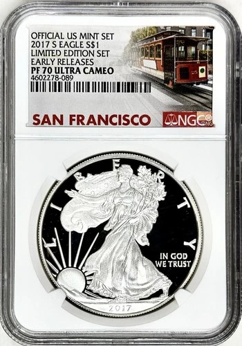 2017 S AMERICAN SILVER EAGLE PROOF NGC PR70 EARLY RELEASES - LIMITED EDITION SET
