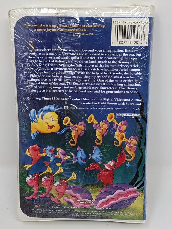 Disney Black Diamond VHS Little Mermaid Arielle Banned Cover Sealed NEU - Bild 2 von 4