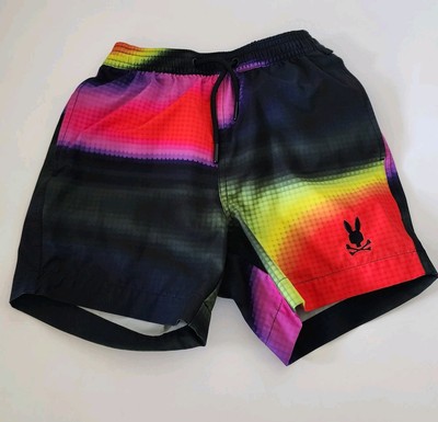 Psycho Bunny Green Stowell Swim Trunks Size 5-6 XSmall Multi Color Boys Shorts 