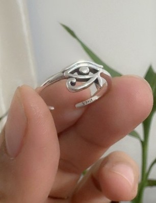 Einzigartiger eleganter offener Ring S925 Sterling Silber Auge des Horus