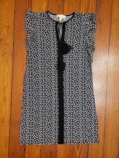 Michael Kors Women’s Black White Leaf Print Shift Dress Size Medium Sleeveless 