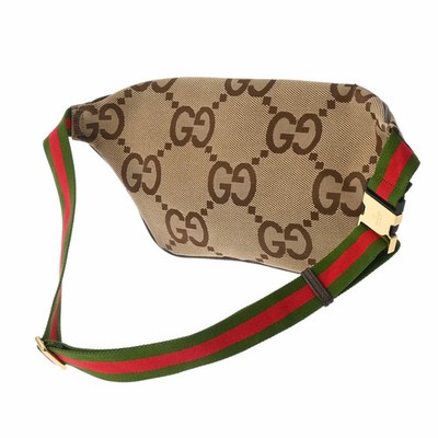 Gucci Jumbo GG Belt Bag Beige Canvas Leather Waist | eBay