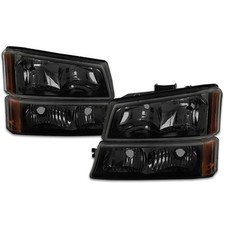 For 2003-2006 Chevy Avalanche 1500 2500 Silverado 1500 Black Smoke Headlights