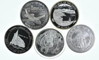 Lot 5 VINTAGE 1 Oz Silver Bars/Rounds Art Bars Collection Poured .999 *543