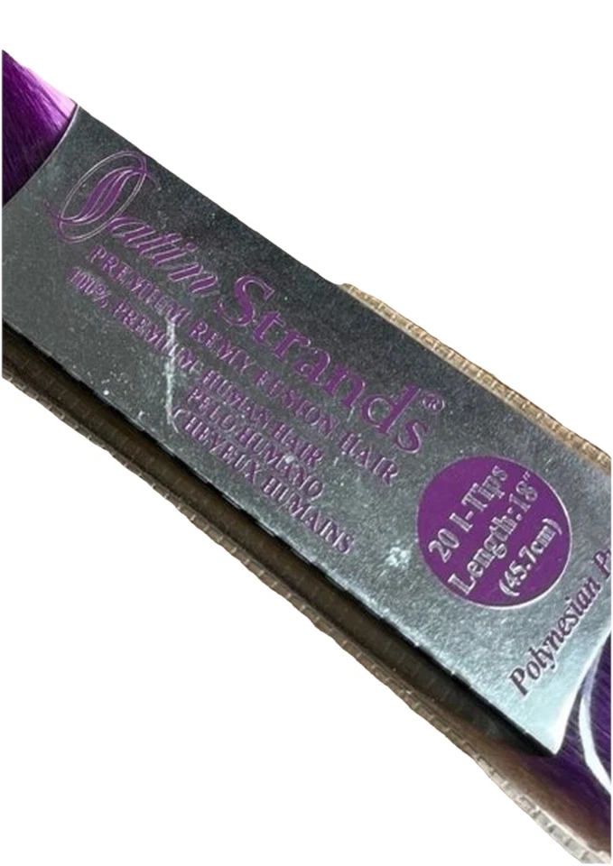 Hilos de satén premium 100 % cabello humano Remy puntas en I polinesio púrpura Foto 3 de 4