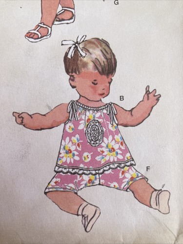 SIMPLICITY SEWING PATTERN 1813 VINTAGE BABY ROMPER, DRESS, TOP PANTS, HAT - NEW - Picture 11 of 12