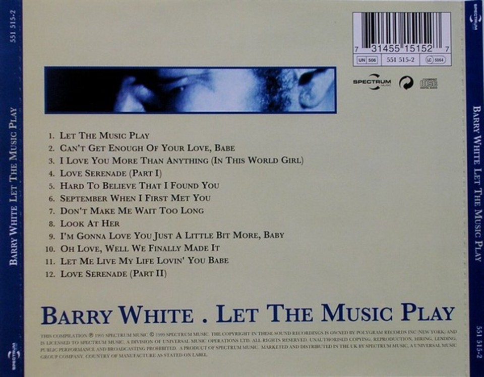 Barry WhiteLet The Music Play CD 731455151527 eBay