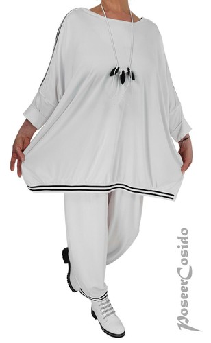 PoCo LAGENLOOK Stripes Jersey Ballon-Hose L-XL-XXL-XXXL 44 46 48 50 52 weiß - Bild 6 von 10