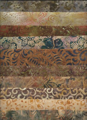 Bali Batiks, Gold Brown Fats, Maywood, Set of 10 FQs, Quilting Fabric