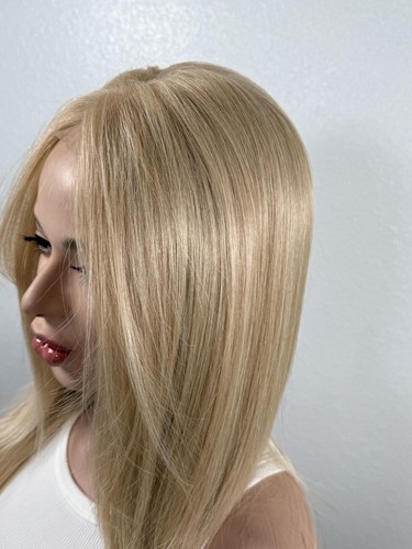 Beige Blonde Hair Wig, Long Layered Curtain Bangs, Straight - Picture 7 of 10