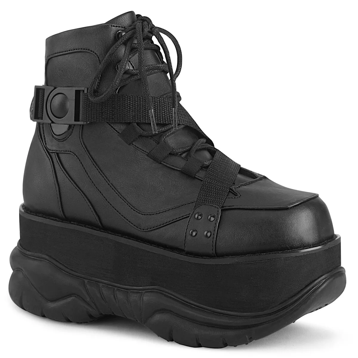 Black 90s Platform Shoes Sneaker Cyber Goth Festival Spice Girls