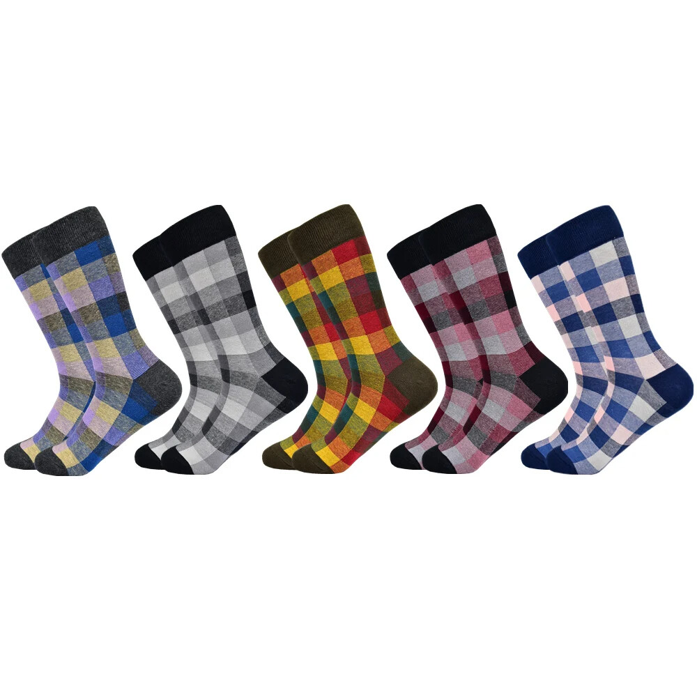 5 Pares/Lote Calcetines Calcetines De Hombre Para Hombre Argyle Divertidos Coloridos Vestido Calcetines Regalo