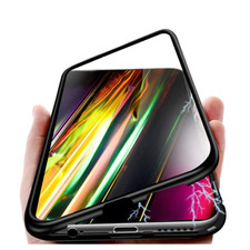 FUNDA MAGNÉTICA TRASERA CRISTAL TEMPLADO PARACHOQUES METAL PARA HUAWEI Y6 2019/Y 6 PRIME