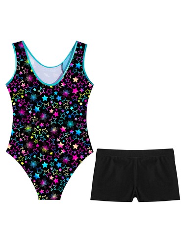 Girl Set Bodysuit Outfits U Neck Dancewear Boy-cut Shorts Comfortable Leotard - Picture 43 of 53