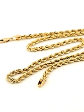 14k Solid Gold Rope Necklace Men Women Chain 2.9mm 16''in