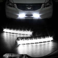 8 Led Clear Lens Chrome Housing Daytime Running Lights Drl Fog Lamps Universal 2