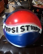 VINTAGE LARGE ROUND EMBOSSED " PEPSI " BUTTON SIGN - 32" DIAMETER