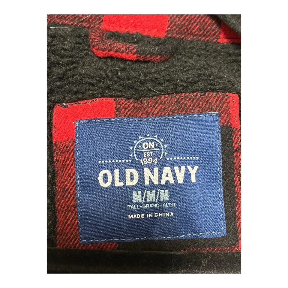 Unisex Red Plaid Coat - By Old Navy. Size (Medium) - Image 3 of 4