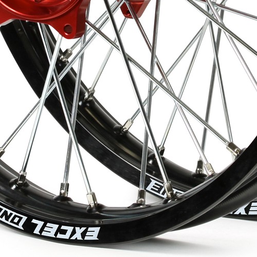 Honda CR250R 2002-2007 Wheel Set Black Excel Rims Red Talon Pro Hubs 21/18x2.15 - Picture 2 of 6